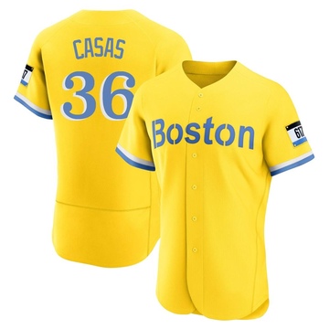 Men's Boston Red Sox Triston Casas Gold/Light Blue 2021 City Connect Jersey - Authentic